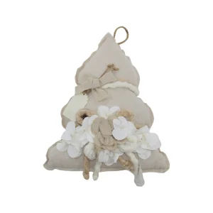 Albero decorativo in tessuto con fiori in feltro applicati