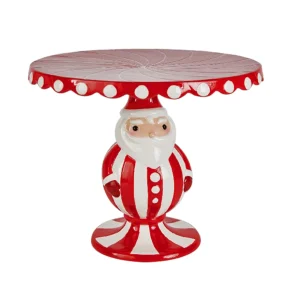 Alzatina decorativa con base a forma di babbo natale, in poliresina.