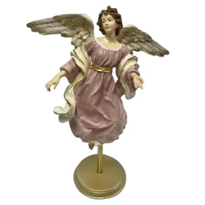 Angelo Gloria con base oro design evergreen, in poliresina.