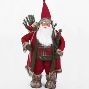 Babbo Natale in piedi con sacco portadoni, in poliresina.