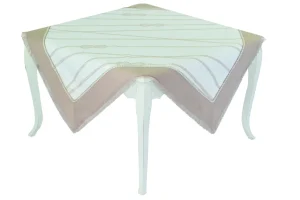 CENTROTAVOLA ZANTE PANAMA FIAMMATA CON STAMPA A CORDA E PASSAMANERIA LAVORATA A MANO