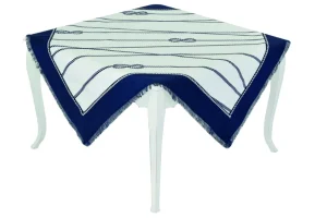 CENTROTAVOLA ZANTE PANAMA FIAMMATA CON STAMPA A CORDA E PASSAMANERIA LAVORATA A MANO