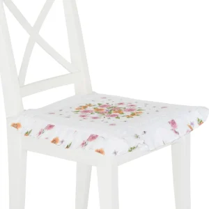 COPPIA COPRISEDIA LINO E COTONE CON STAMPE FLOREALI E PIZZO