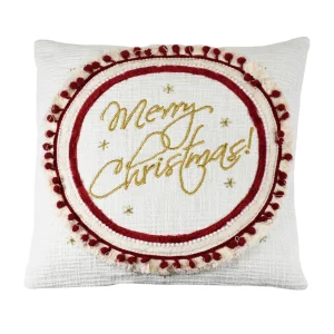 Copricuscino in cotone con ricamo oro