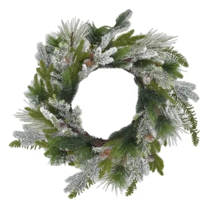 Corona con pino innevato e pigne