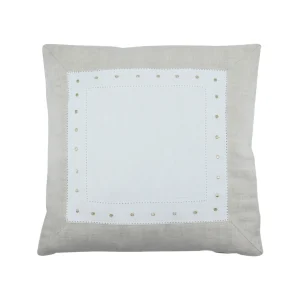 Cuscino arredo in lino con ricamo punto a giorno