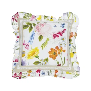 Cuscino arredo stampato con frill e imbottitura 500gr - LAVORATO A MANOrnDimensioni: cm 45x45rn100% cotone