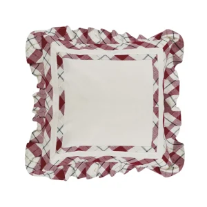 Cuscino du2019arredo con zip con doppio bordo applicato a quadri e filo lurex oro