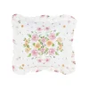 CUSCINO LINO E COTONE CON STAMPE FLOREALI E PIZZO