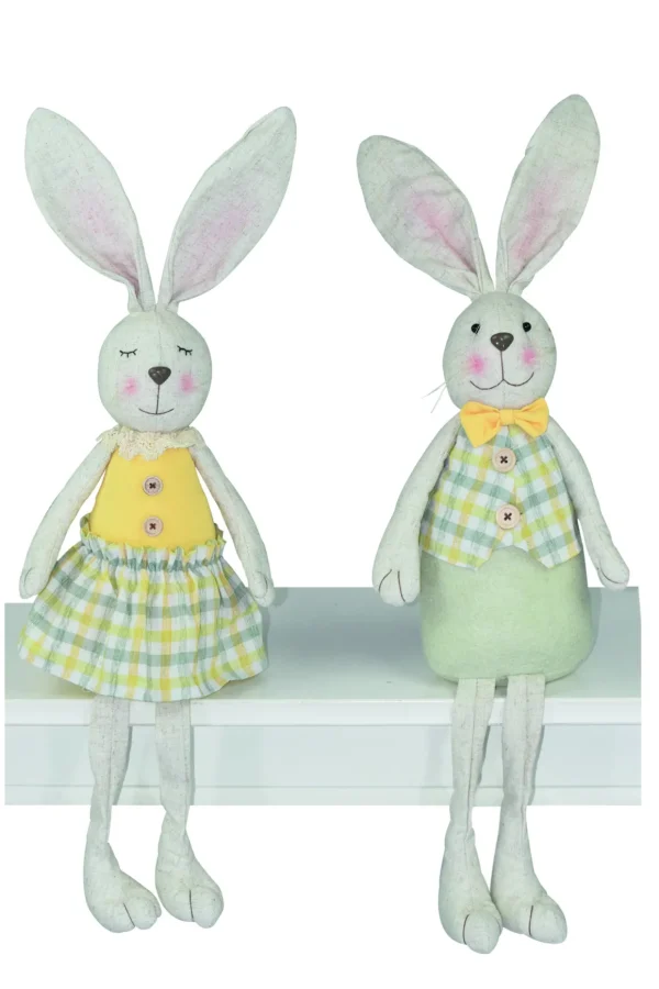 Decorazione coniglio seduto e innamorato disponibile in due varianti.