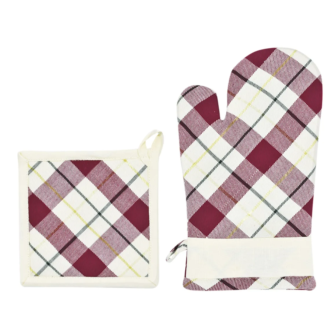 guanto_forno_e_presina_a__0.webp Guanto forno e presina a quadri con bordo tinta unita disponibile in 2 varianti colore