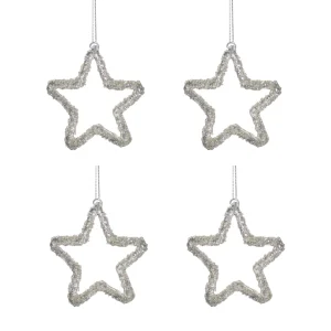 Palla di Natale a forma di stella in vetro con perline