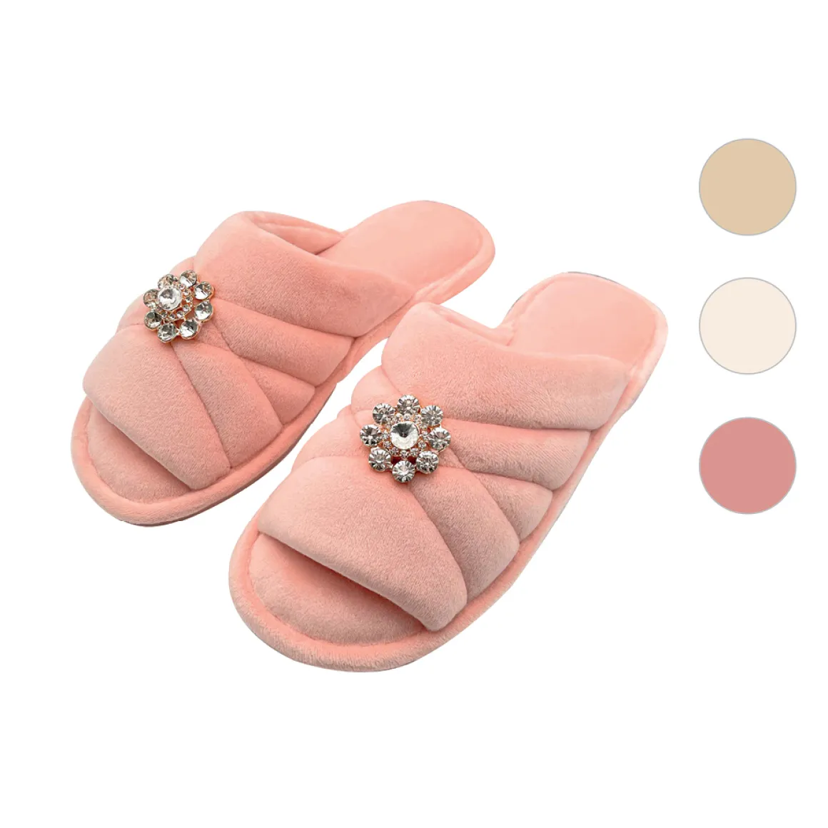 pantofole_donna_antiscivo_1-10.webp Pantofole donna antiscivolo in pelliccia con pietre a forma di fiore, disponibile in diverse misure e colori.