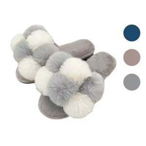 Pantofole donna antiscivolo con nappine, disponibile in diversi colori e taglie.
