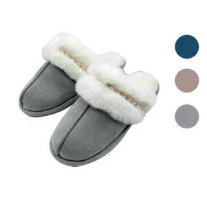 Pantofole donna antiscivolo con pelliccia e perline applicate, sono disponibili in diversi colori e misure.