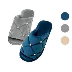 Pantofole donna antiscivolo con perle applicate, disponibile in diversi colori e taglie.