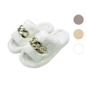 Pantofole donna antisivolo con catena in oro, disponibile in diverse misure e taglie.