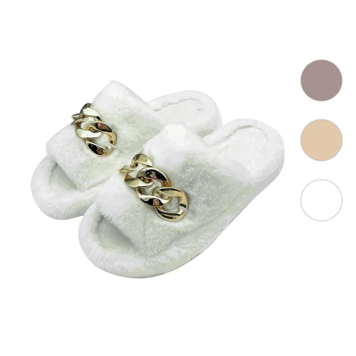 pantofole_donna_antisivol_1.webp Pantofole donna antisivolo con catena in oro, disponibile in diverse misure e taglie.