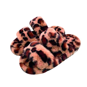 Pantofole donne antiscivolo tigrate, aperte.