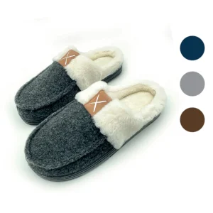 Pantofole uomo invernali bicolore, in pelliccia disponibile in diversi colori e taglie.