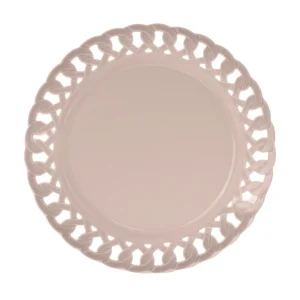 Piatto tondo da portata in porcellana con bordo lavorato traforato ,disponibile in diversi colori
