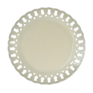 Piatto tondo da portata in porcellana con bordo lavorato traforato ,disponibile in diversi colori