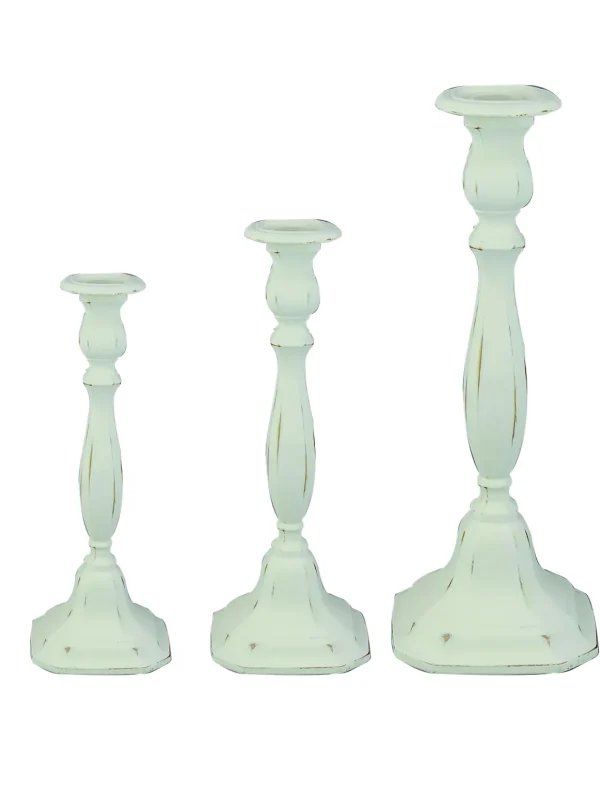 Portacandela Antique con finiture in bianco antico