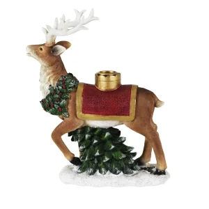 Renna Portacandela decorata mano