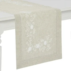 Runner con ricamo orlo a giorno disponibile in 2 varianti di colore