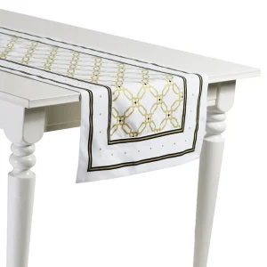 Runner in cotone con stampe oro e nero