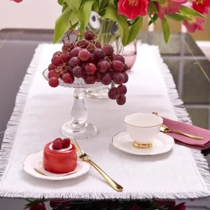 RUNNER IN PURO LINO CON FRANGE DISPONIBILE IN 6 COLORI