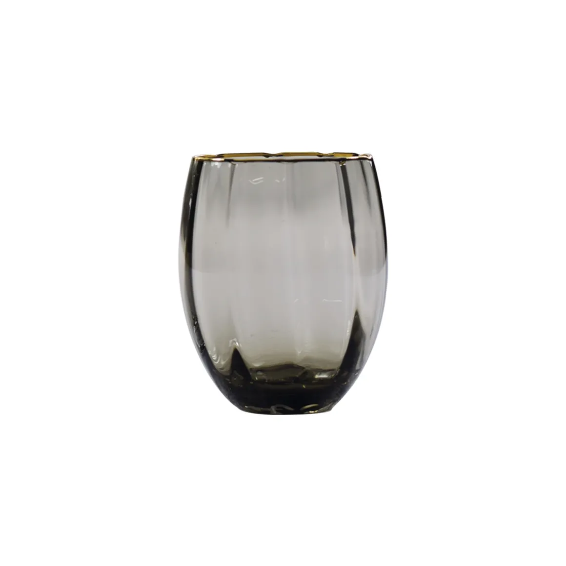 set__bicchieri_vetro_fumu_1.webp Set 2 bicchieri vetro fumu00e8 grigio con profilo oro