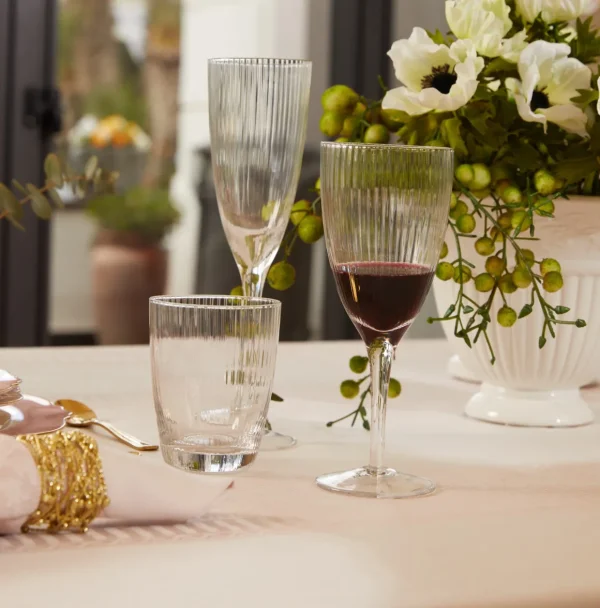 Set 2 Calici Flute motivo in rilievo rigato