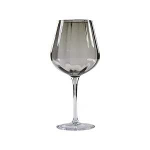 Set 2 calici vetro fumu00e8 grigio con profilo oro