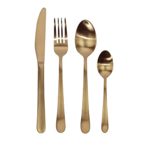 Set 4 pezzi posate in acciaio inox con finitura rosa opaco