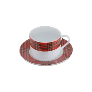 Set 2 Pezzi Tazza da Tu00e8 con Piattino Porcellana New Bone China