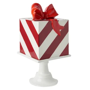 Set 2 pz alzata rotonda/quadrata piu00f9 pacco regalo, in ceramica.