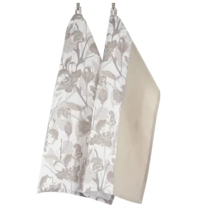 Set 2 strofinacci in lino e cotone con stampa floreale