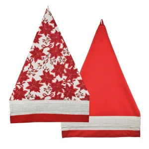 Set 2 strofinacci in panama stampata bordo plissu00e8