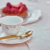 Set 2 tazze da caffu00e8 Porcellana New Bone China decoro floreale cipria