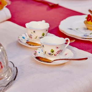 Set 4 tazze da caffu00e8 Porcellana New Bone China decoro floreale colorato