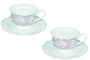 Set 2 tazze da thu00e8 Lady Porcellana New Bone China con dipinto floreale a mano