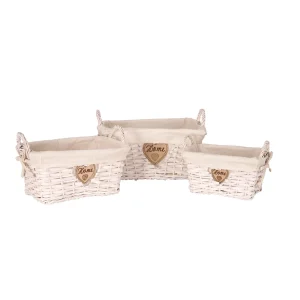 Set di 3 cesti vimini forma rettangolarernrn23x16x16 / 27x20x18 / 32x25x21