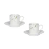 Set 8pz Caffu00e8 Versailles con profilo oro e dipinto di fiori di tiglio e foglie composto da 4pz tazzine + 4pz piattini