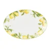 Set 2pz piatti ovali da portata/vassoio Capri con dipinto limoni