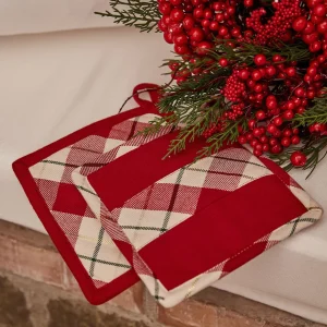 Set 2pz presine a quadri con bordo tinta unita