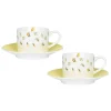 Set 4pz Thu00e8 Capri con dipinto limoni composto da: 2pz TAZZE + 2pz PIATTINI