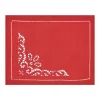 Set 2pz tovagliette/sottopiatti tinta unita rosso ricamate a mano