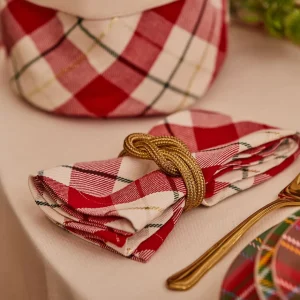 Set 6pz tovaglioli a quadri con lurex oro