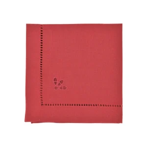 Set 6pz tovaglioli rossi ricamati a mano